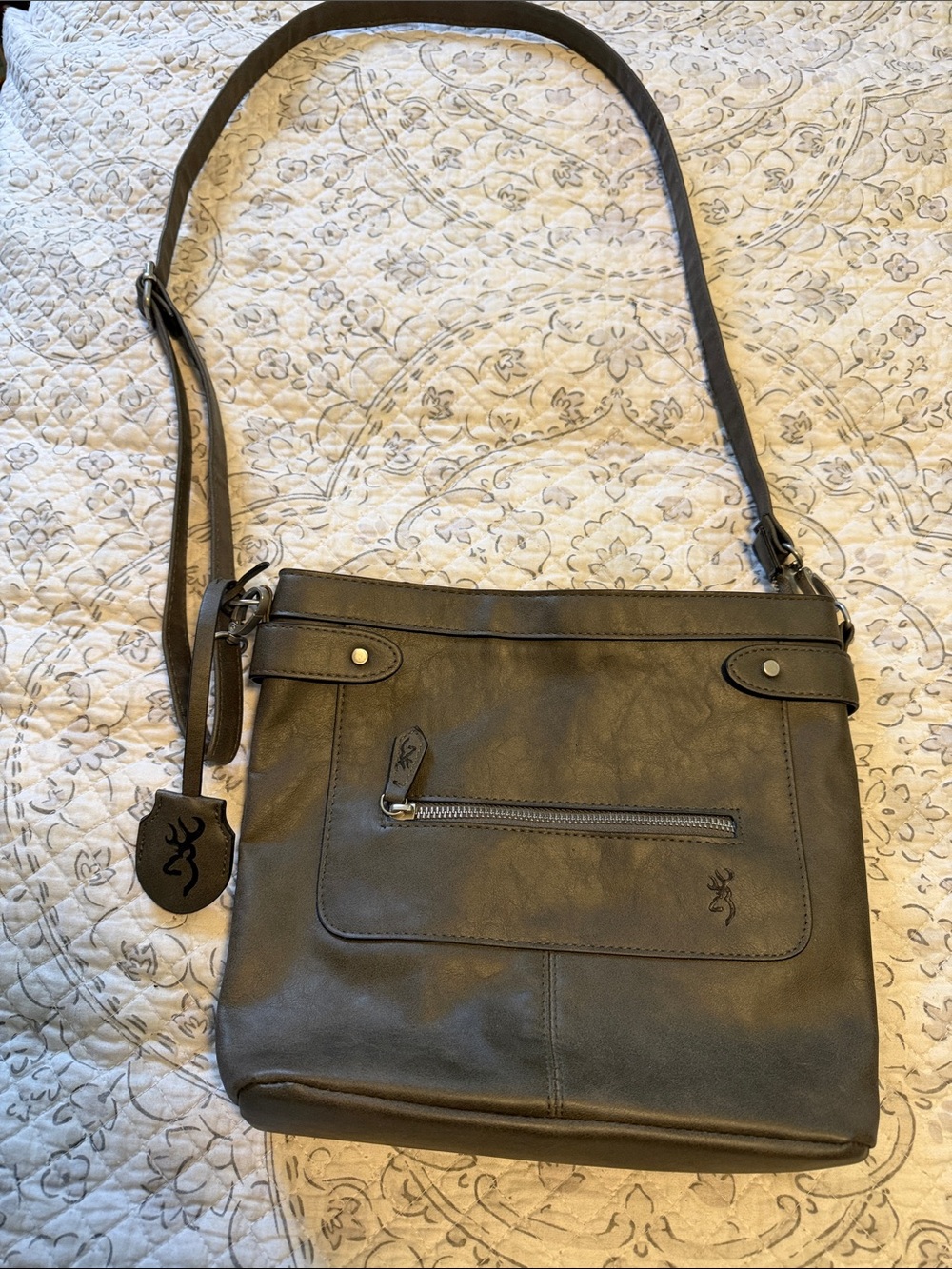 Browning Gray concealed weapons carry Crossbody Bag with Front Zip Pocket